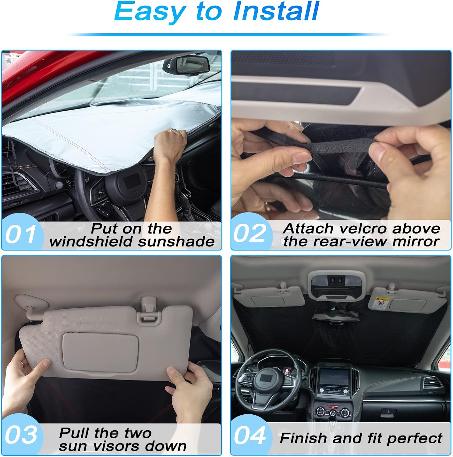 JKCOVER Foldable Front Window Windshield Sunshade Compatible with 2014 2015 2016 2017 2018 Chevy Silverado/GMC Sierra 1500 2500 3500HD Accessories Sun Heat UV Rays Protection Sun Shade Visor