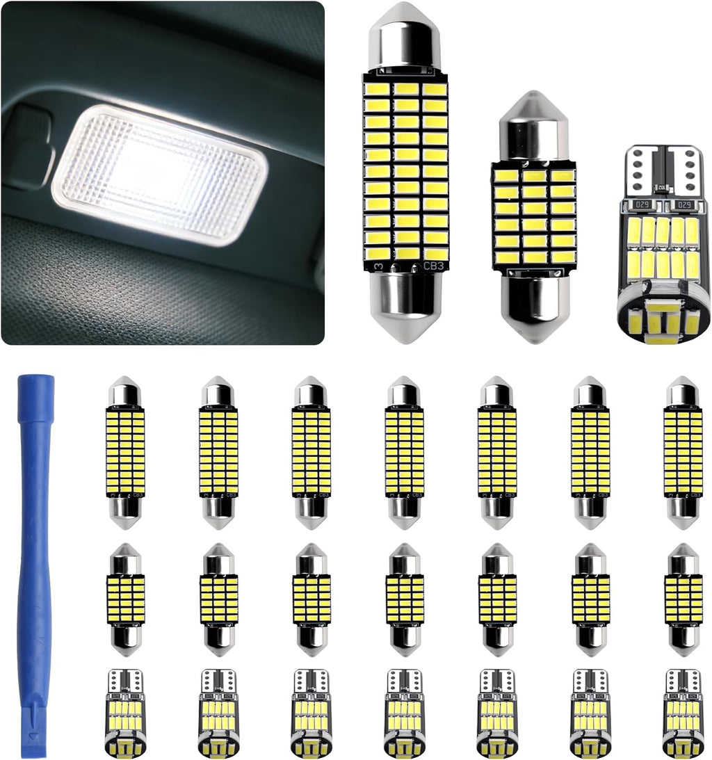 24PCS LED Interior Car Lights Kit,T10/31mm/41mm Car LED Lights Interior Replacement for Map Dome Door Trunk Light,Universal LEDs Light for Cars Interiors Fit for Most Cars/SUVs