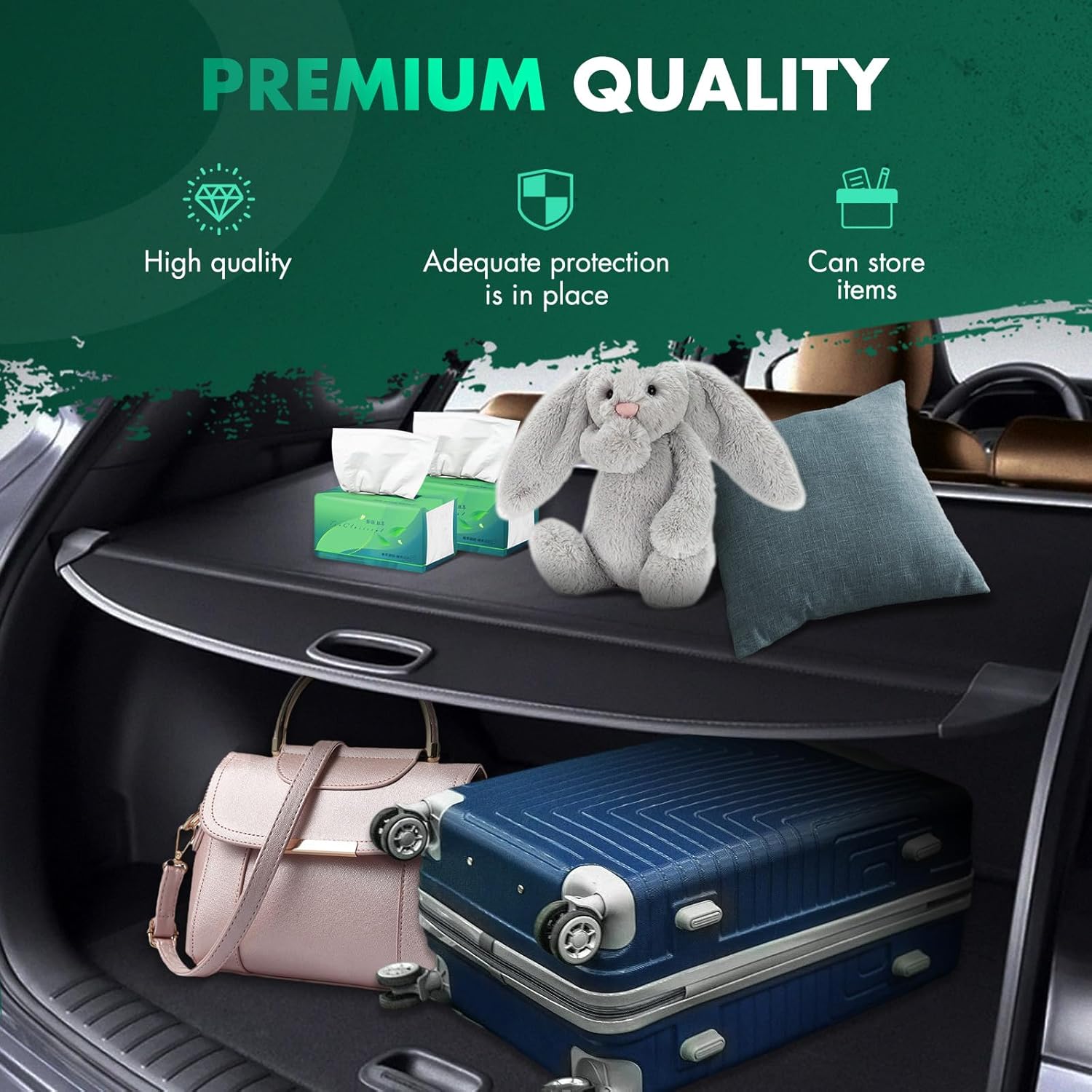 SCITOO Cargo Cover Shade 2018-2024 for Volvo V60 Accessories Retractable Trunk Shielding Shade Cargo Anti-Peeping Luggage Tonneau Cover Privacy Screen