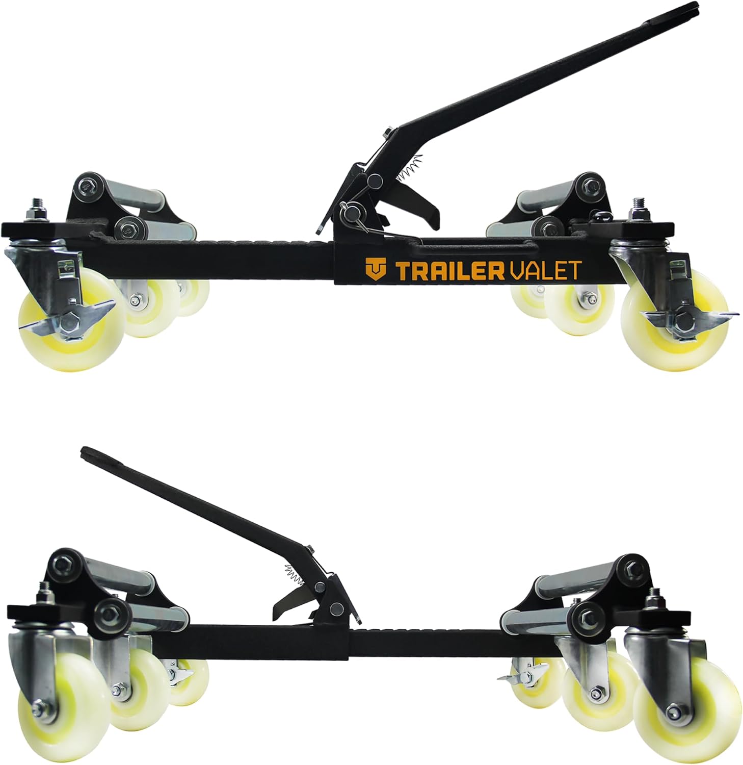 Trailer Valet TVWDX Heavy Duty 6 Wheel Tire Dolly 2 Pack 2,000 lbs. Capacity per Dolly, Sturdy Steel Frame, Polyurethane Casters with Storage Rack
