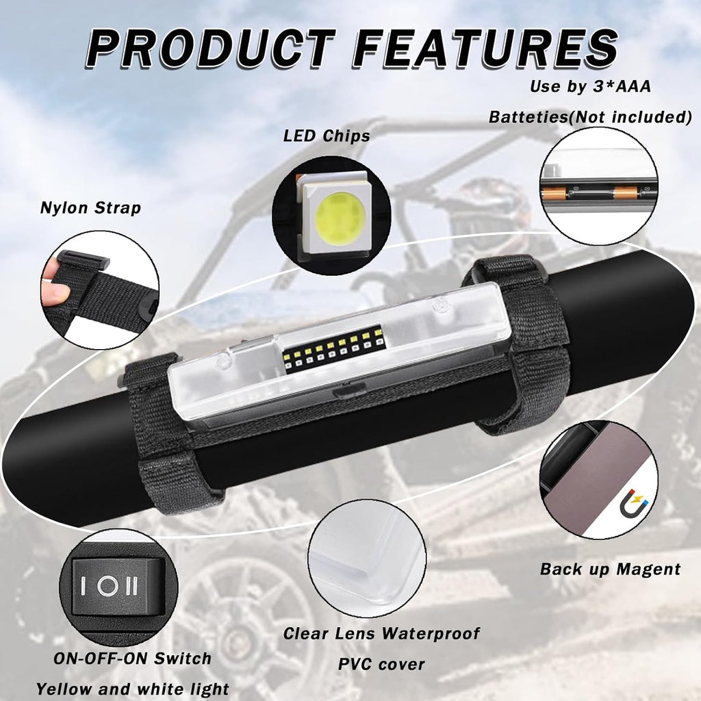 UTV Roll Bar Light for Honda Talon 1000 2022-2025, Waterproof Interior Dome Light for Roll Cage, Magnetic & Strap Mount LED Light Bar for Off Road Side by Side