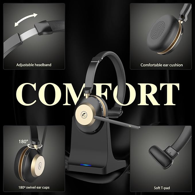 V5.3 Wireless Headset with Mic for Work, 45Hrs Computer Headset with Microphone - Image 6