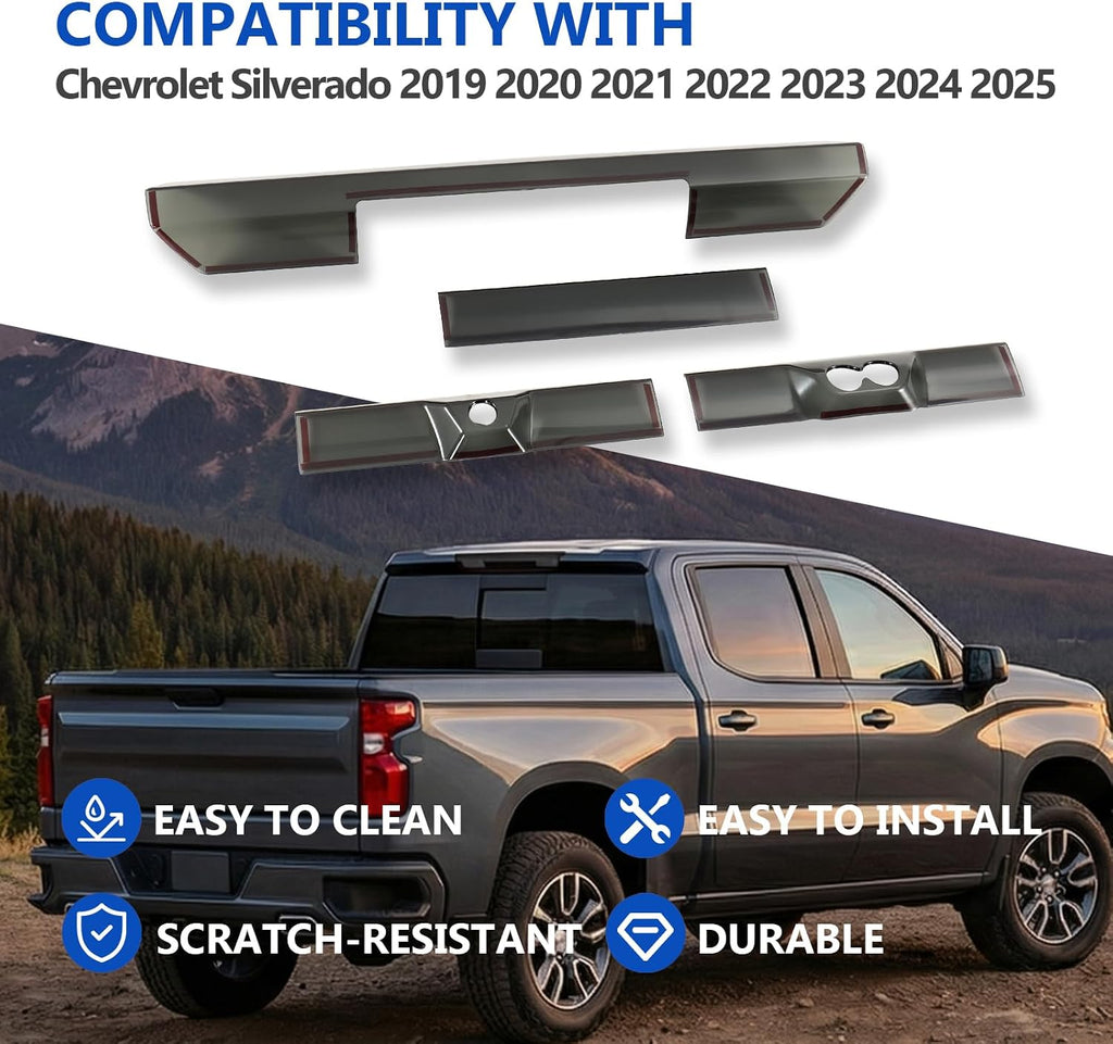 Smoked Third 3rd Brake Light Cover Guards Fit for Chevrolet Silverado 2019-2025, High Mount Stop Lamp Cover Trim