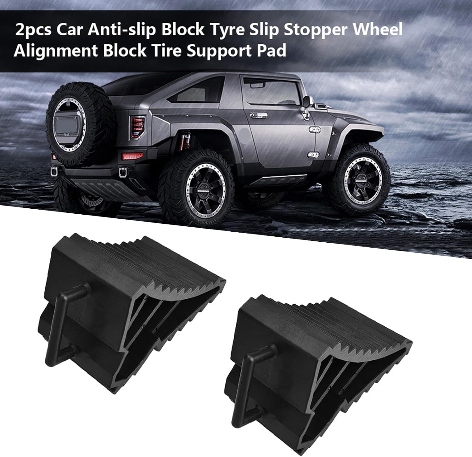 Wheel Chocks with Handles, 2 Packs Tyre Saver Brake Stoppers Ridged Wedges for Car Caravans Trailer Motorhomes Wheel Stoppers