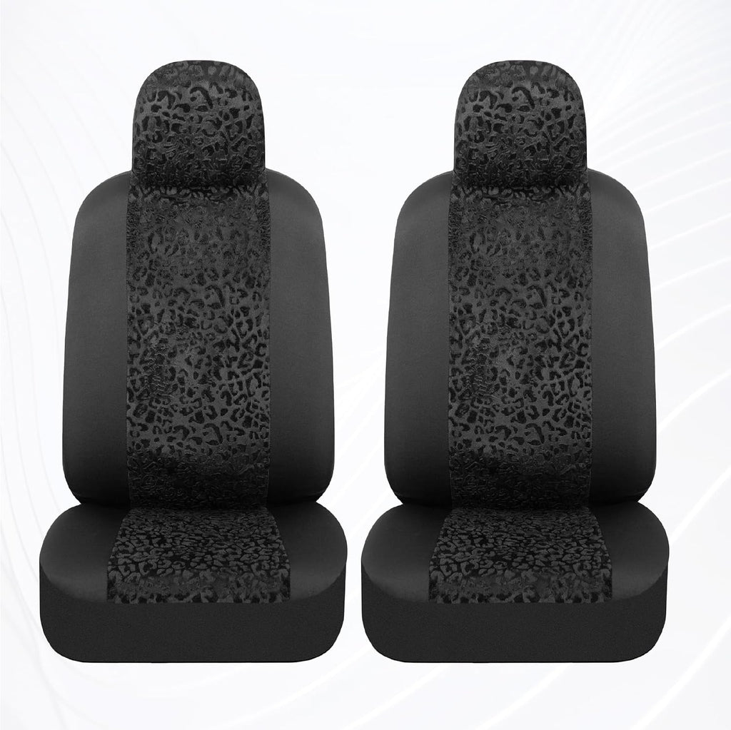 bdk black leopard car seat covers for front, side view