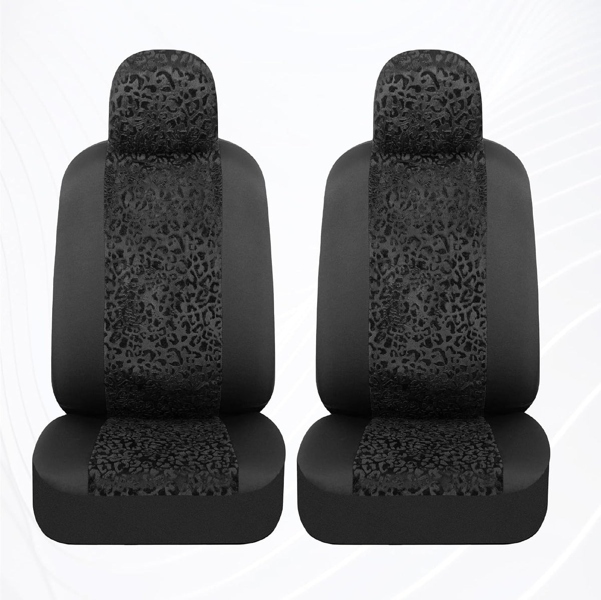 bdk black leopard car seat covers for front, side view