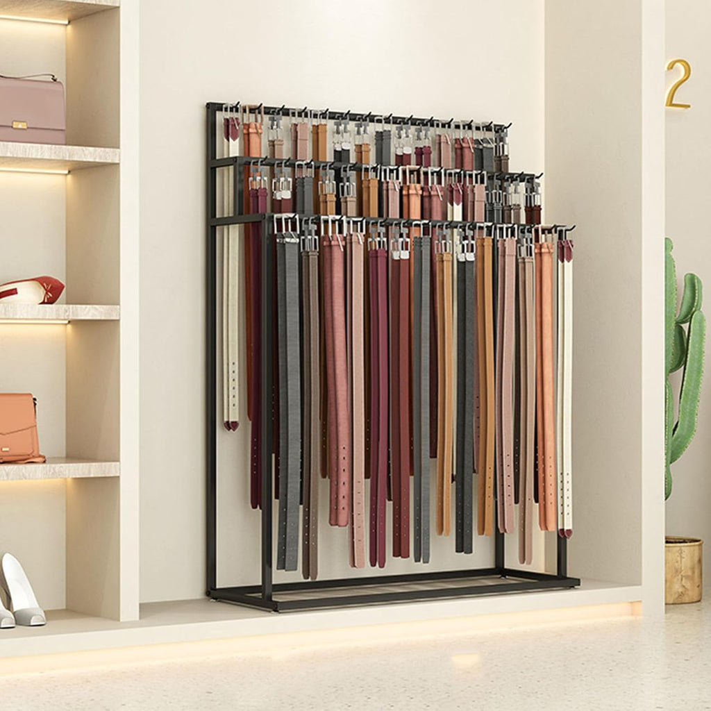 floor mounted metal belt hanger scarf rack for, front angle view