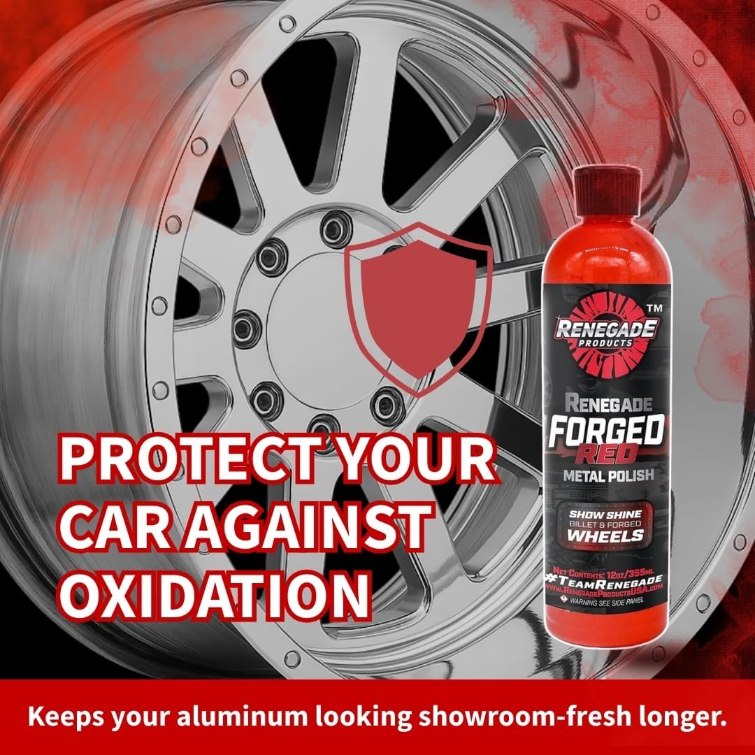 Renegade Products USA - Forged Red - Forged Metal Polish for Billet Wheels & Soft Aluminum, Soft Metal & Forged Wheel Polish, Billet Aluminum Cleaner & Polish, 12oz.
