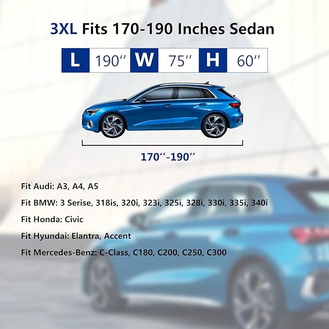 Tecoom Car Cover Waterproof All Weather, Car Covers - Image 6