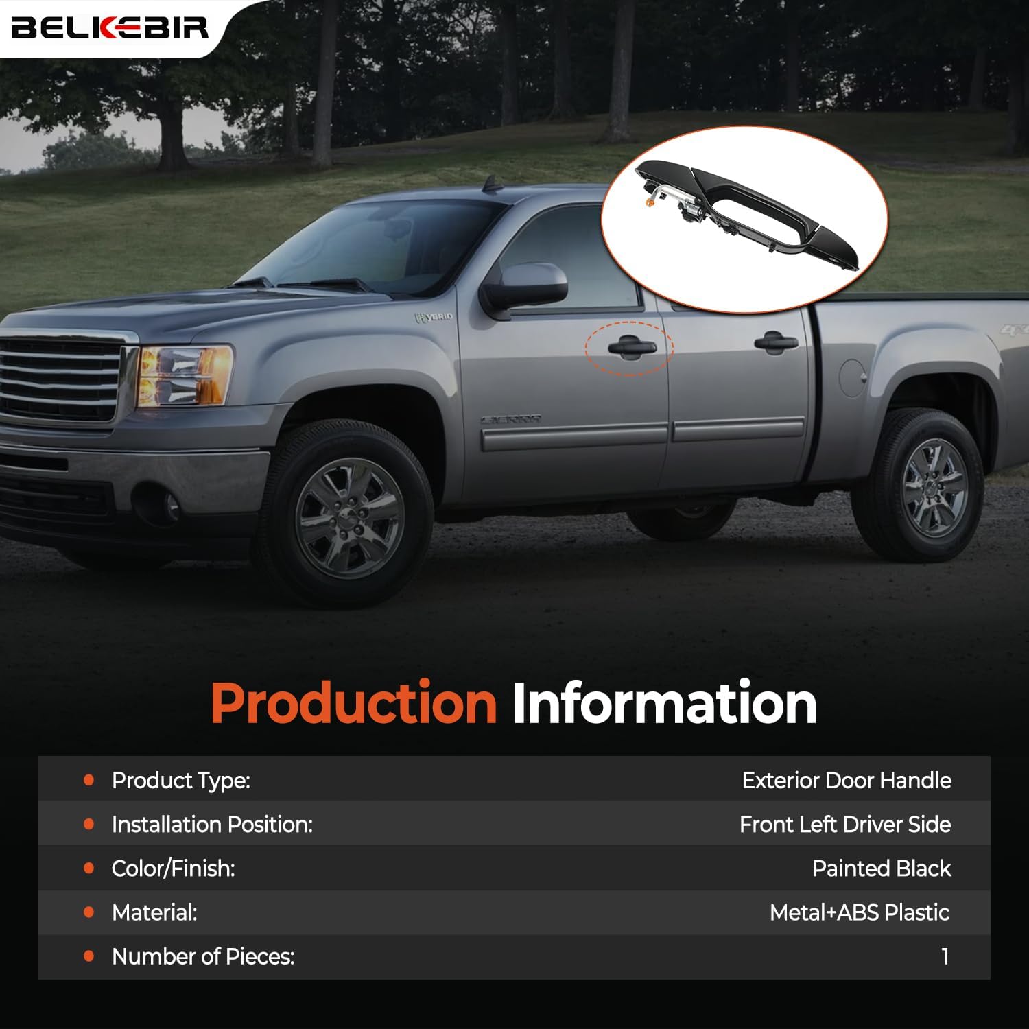 Black Exterior Door Handle Front Left Driver Side Compatible with 2007-2014 Chevy Silverado Suburban Avalanche Tahoe, GMC Sierra Yukon, Cadillac Escalade Replaces 15915149, 20828258, 22738721