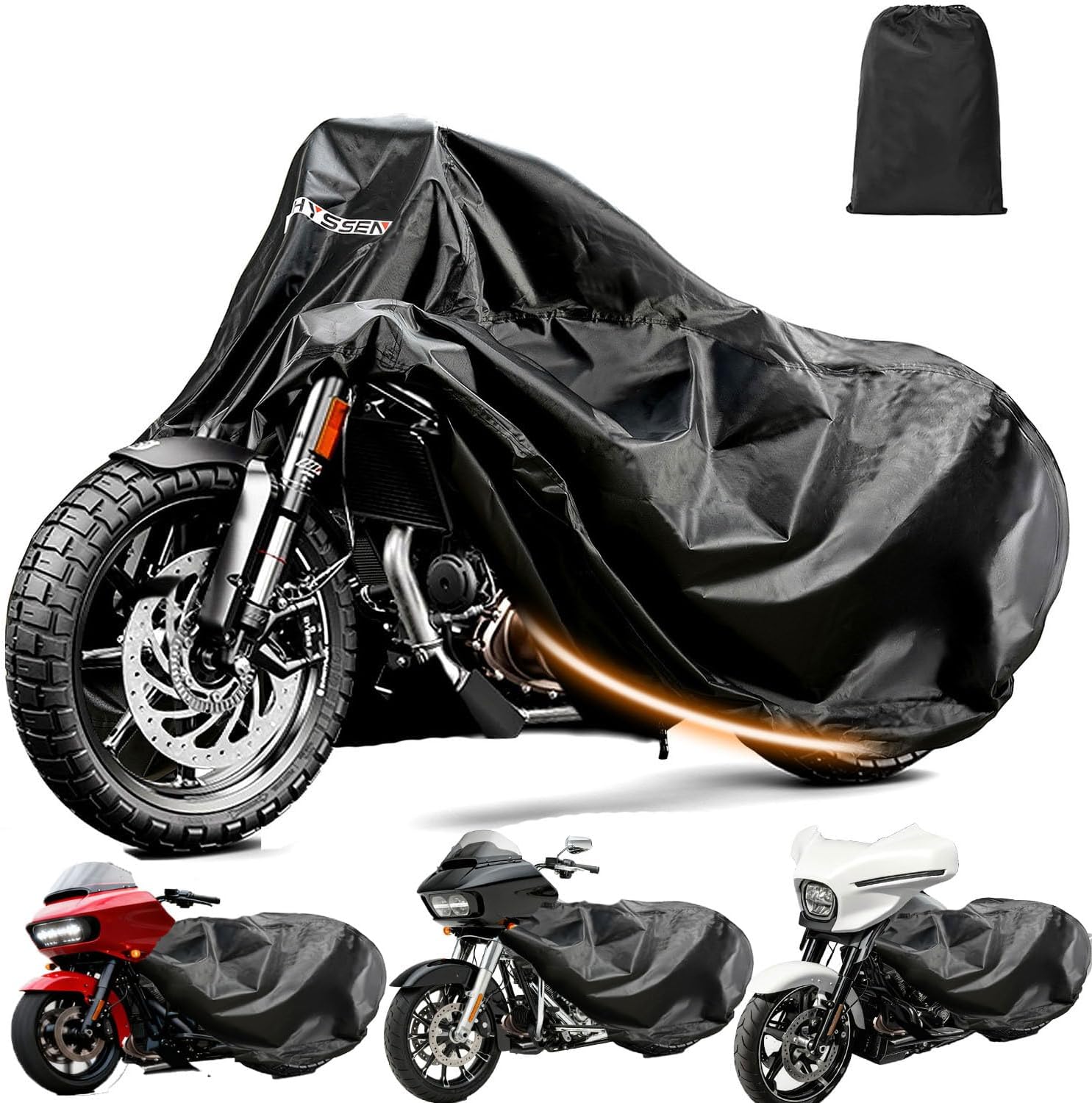 Heavy Duty Motorcycle Cover for - Enhanced Waterproof Motorcycle Covers Outdoor Storage Applicable to mainstream medium-sized motorcycles car on the market(XXXL)