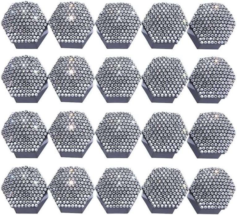 White Rhinestone Wheel Lug Nut Covers 17Mm, 20Pcs Plastic Bolt With Removal Tool For Car Truck SUV Wheels, Scratch-Proof Rust Resistant Decorative Trim