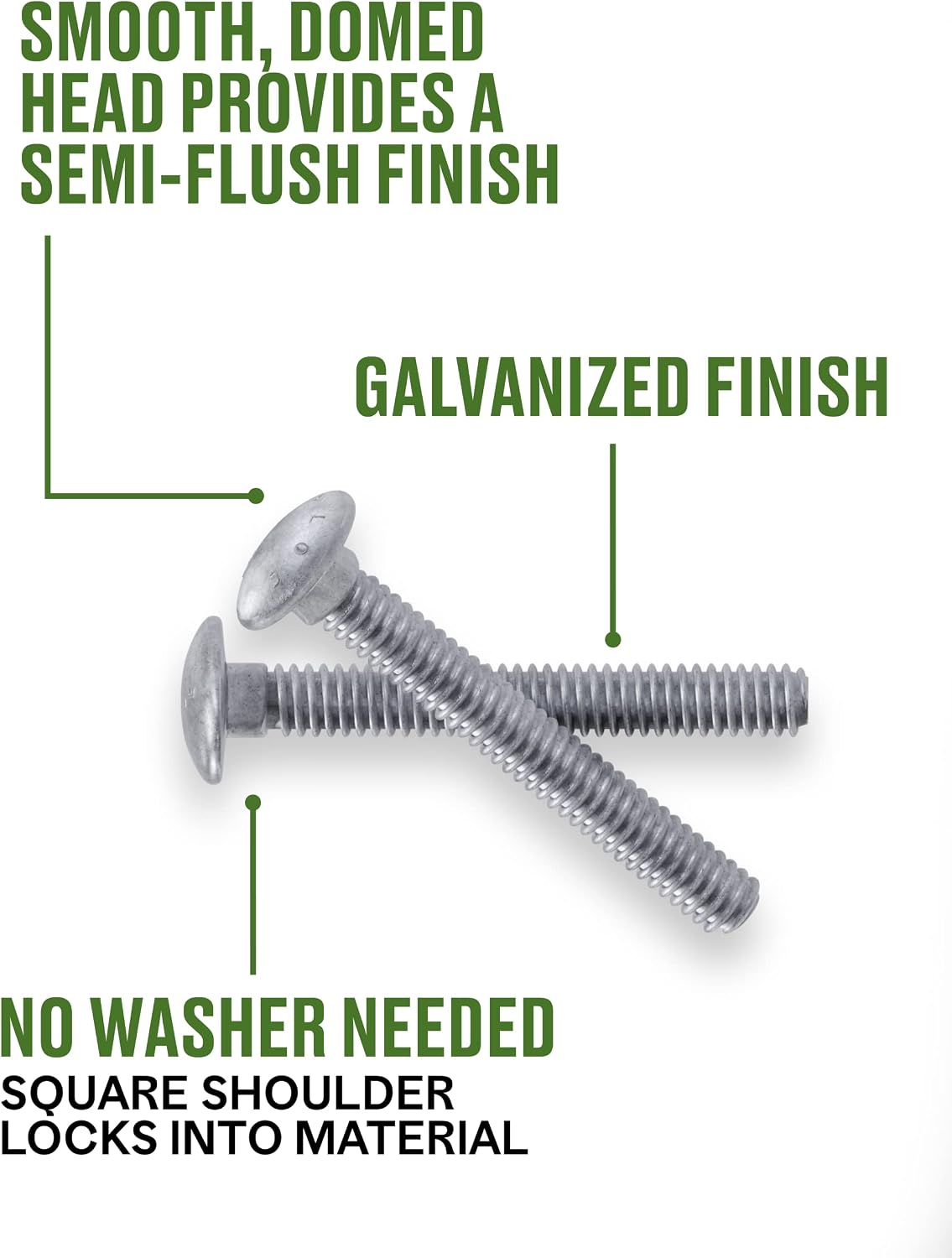 hillman carriage bolts, 1/2-13 x 6in, 25 pack, side view