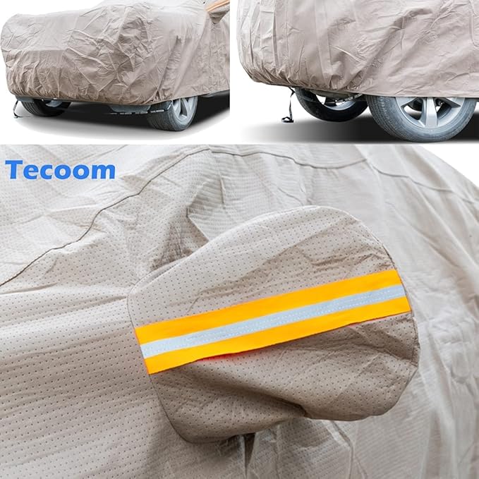 Tecoom Thick Shell Car Cover Super Breathable-Waterproof Windproof Snow Sun - Image 2