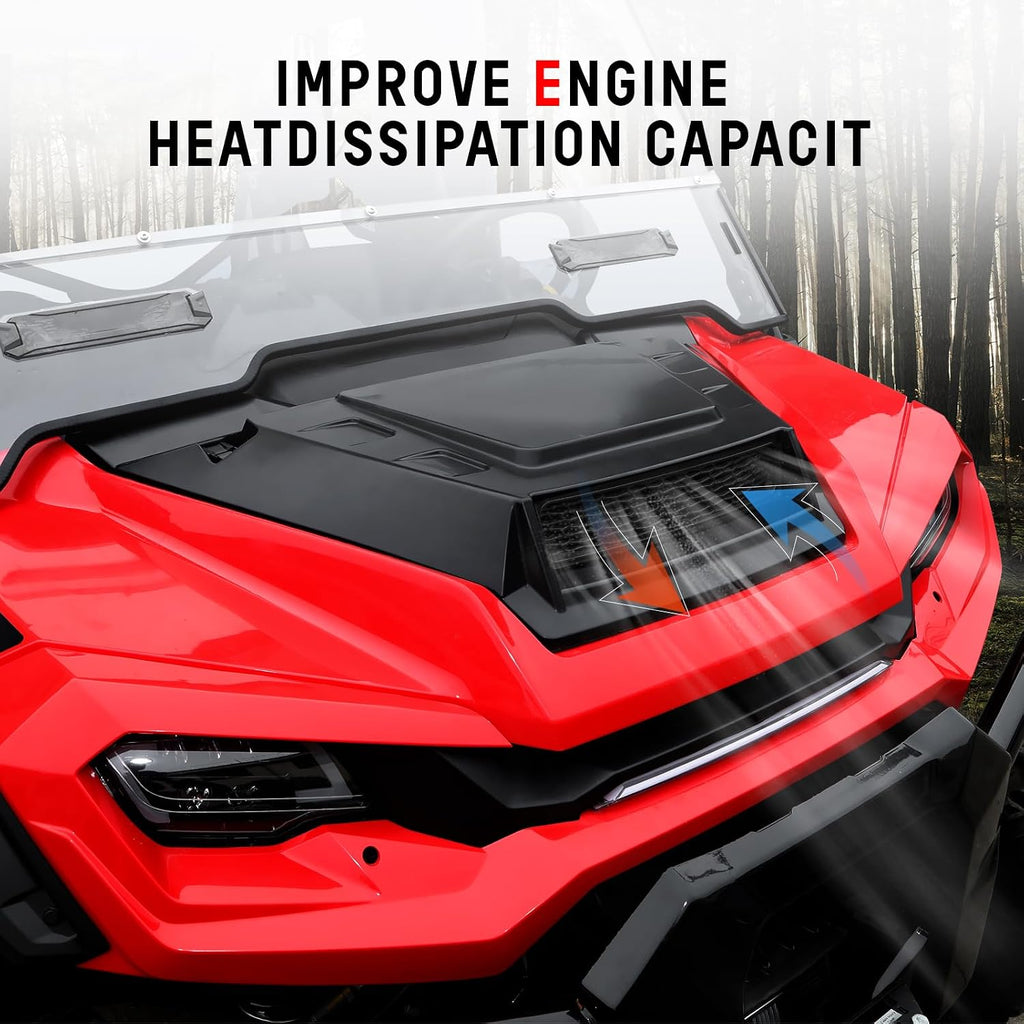 Sport Hood Scoop with Mesh for Honda Pioneer 1000 16-25, Black Front Hood Cover with Grill Vents Kit Air Flow Intake Hood Scoop for Honda Pioneer 1000-3 1000-5 1000-6 2016-2025 Accessories