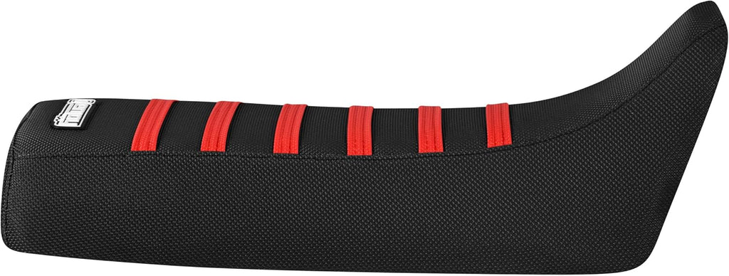 Enjoy Mfg Seat Cover - Compatible with Honda 1985-2003 XR100 R #511 (All Black with Red Ribs)