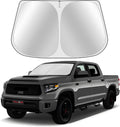Custom Fit Windshield Sun Shade for Toyo-ta Tundra 2007-2021 - Full Coverage, 210T Reflective Fabric, Double-Layer Design - Blocks 99% UV Rays, Keeps Car Cool, Easy to Install and Store
