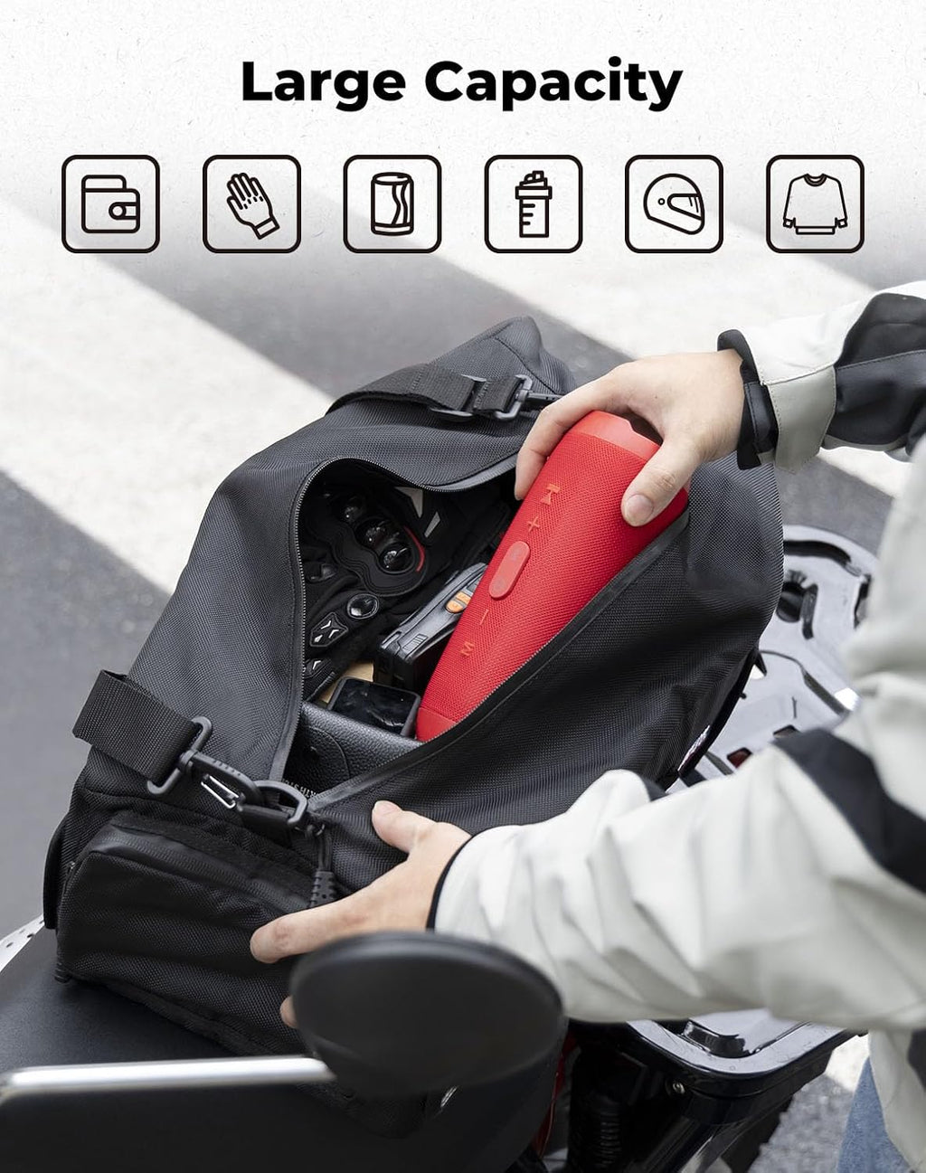 KEMIMOTO Under Seat Storage Bag Compatible with Ruckus 2010-2025 Cling Side Frame Bag Saddle Bag Luggage Scooter Comes with Shoulder Straps 30L