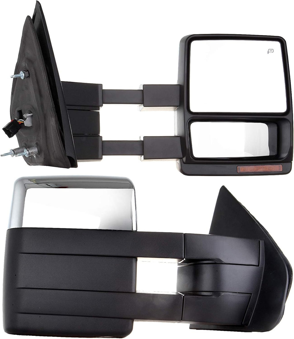 A Pair Heated Towing Mirrors Fits 2004-2015 for Ford for F-150 Pickup Truck, Power Adjusted View Mirror with Turn Signal Indicator