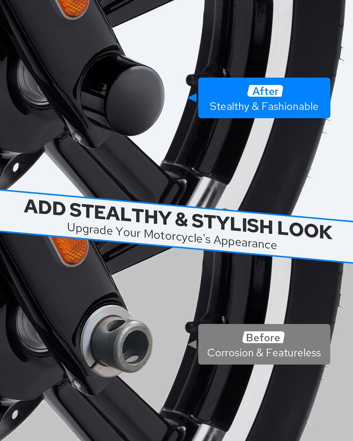 Benlari CNC Front Axle Nut Covers fit for Harley, Black Axle Nut Caps Compatible with Harley Davidson Touring Sportster Trike Dyna Softail Street Glide Road King Iron 883 Fat Boy 2002-2023