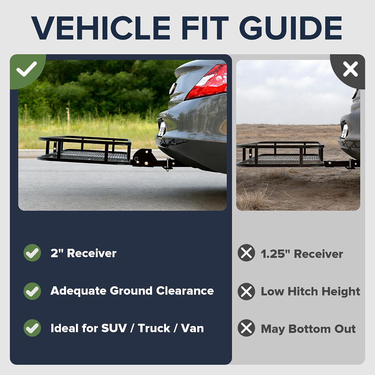 ARKSEN 60" x 23" x 5.5" Folding Hitch Cargo Carrier Basket, 500 Lbs Heavy Duty Rear Trailer Hitch Cargo Rack Fits 2" Receiver for SUV, Truck & Van, Ideal for Camping & Travel