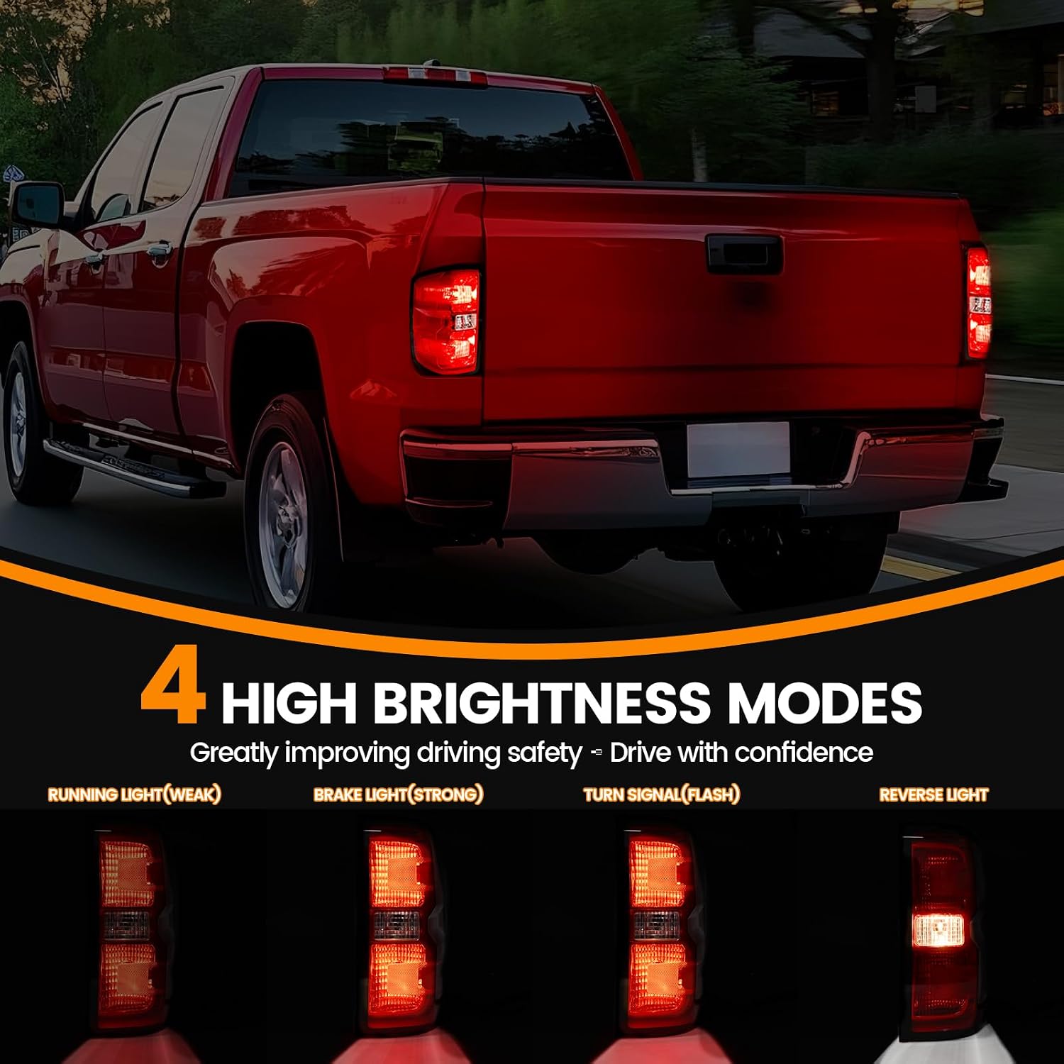 Tail Lights Assembly Compatible with 2014-2019 Chevy Silverado 1500 2500HD 3500HD Rear Brake Taillight Left & Right Side with Bulbs and Harness, Replace GM2801261 23141275 GM2800261 23431875