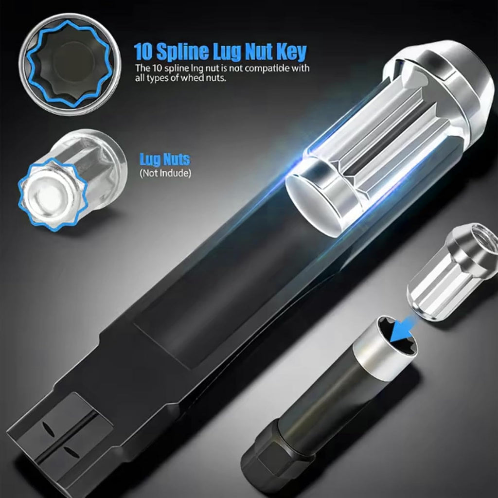 Spline Lug Nut Socket Metal Universal – 10 Spline Lug Nut Remover for | Lug Nut Remover Replacement for Vehicle Car Truck RV SUV | Sedan Pickup Van Trailer Garage 10 Spline Lug Nut Socket Metal 10