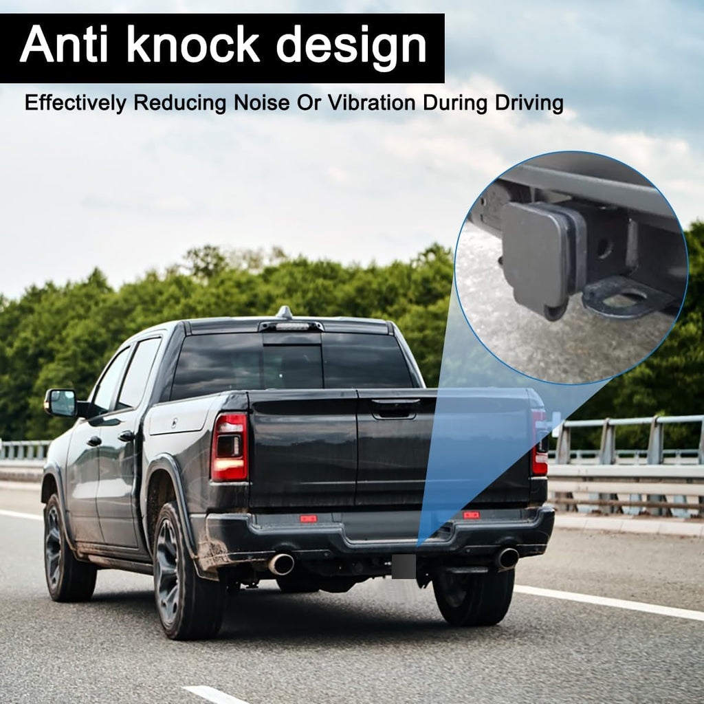 2 Inch Rubber Trailer Hitch Cover, Anti-Drop Strap Tube Plug Cap, Fits Most 2" x 2" Vehicle Hitch Receivers for Trucks, SUVs, ATV, Jeeps, RV – Exterior Accessories (1 Pack)