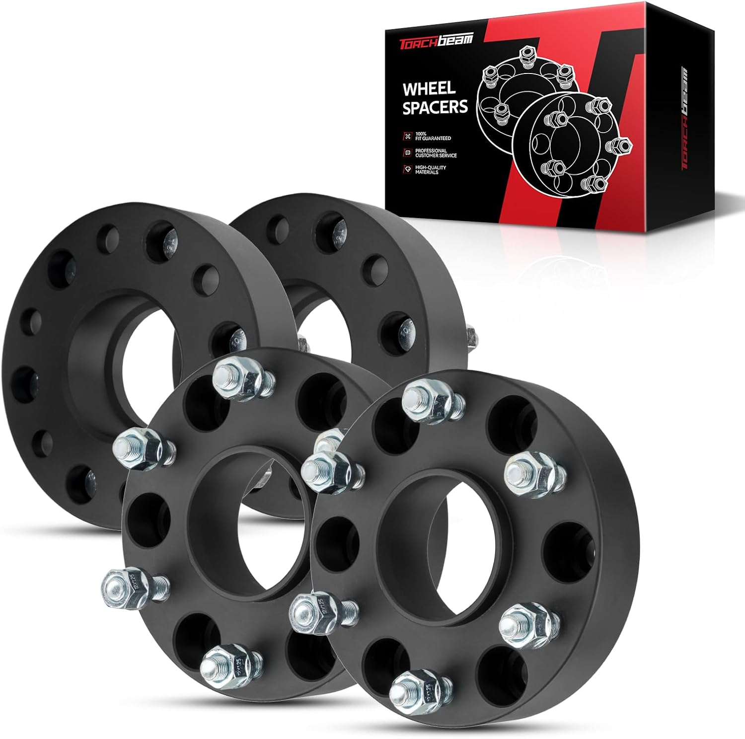 Torchbeam 6x5.5“ Hub Centric Wheel Spacer 1.5 inch for Titan, Pathfinder Armada, Armada, Pathfinder,QX56,77.8mm Center Bore & M12x1.25 Stud, 4 Pcs 6x139.7mm Spacers,Black