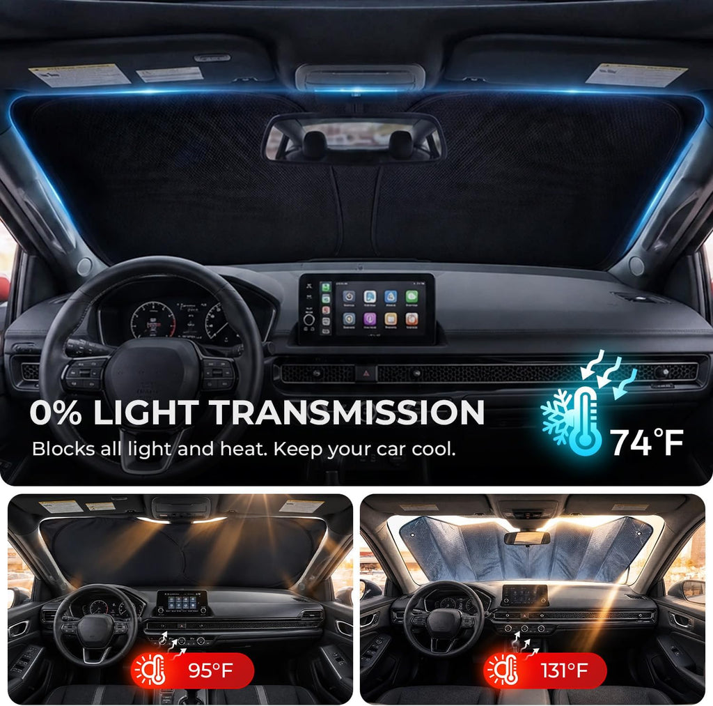 [2026 Upgraded] DooGooCoo Windshield Sun Shade for Toyota Corolla 2020-2025 2026 [Cooling Ice-Crystal, 100% Sun Block ] Sunshade for Car Windshield for Toyota Corolla Sun Shade, Custom Fit Corolla.