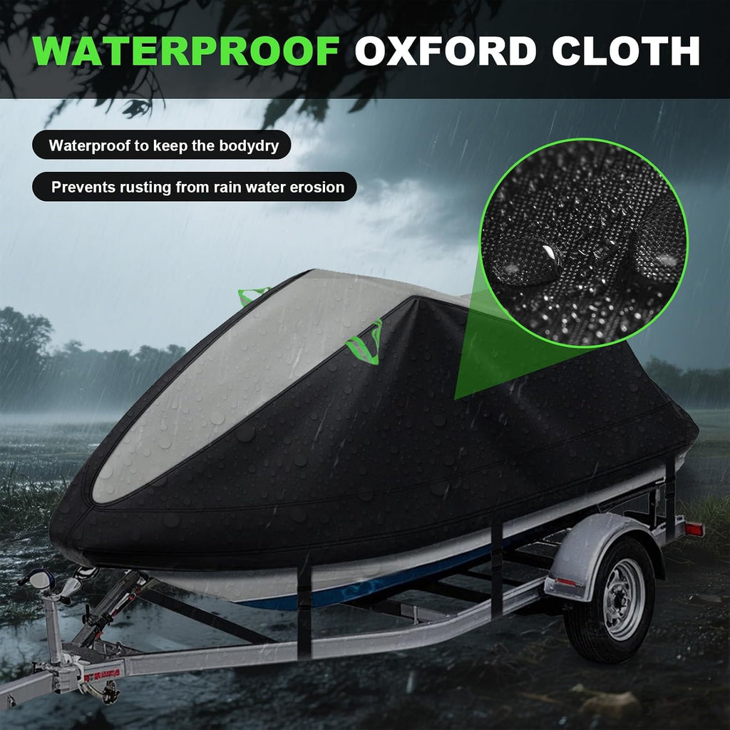 XYZCTEM Jet Ski Cover 3 Seater Waterproof for Yamaha, Seadoo Bombardier GTX, Kawasaki, Honda, UV Resistant Trailerable PWC Cover with Reflective Handles, Fit for 3 Seater Length 126'' to 135''