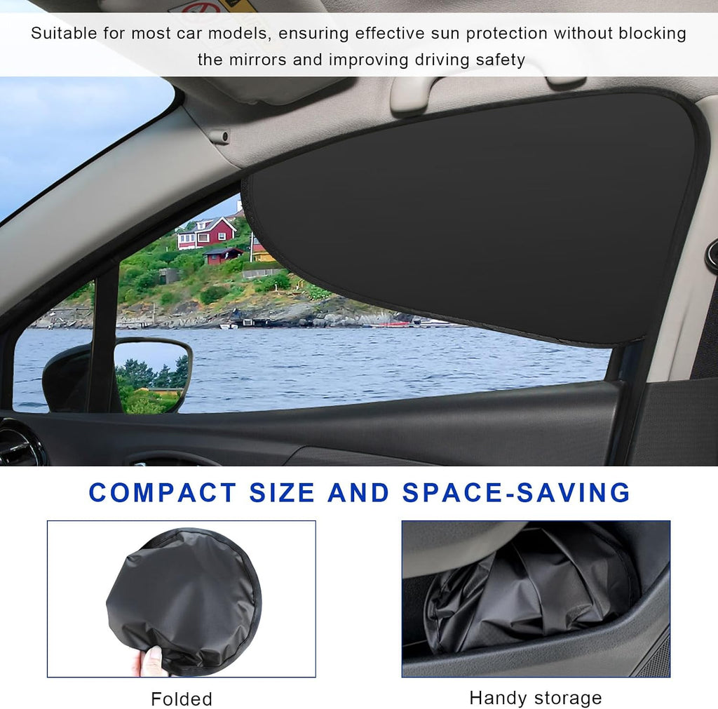 2 PCS Car Side Window Sun Shade, Static Cling Privacy Curtain Front Window Sunshades, Reusable UV Rays Protection Universal Sun Shade Blocker Fits for Most Vehicles