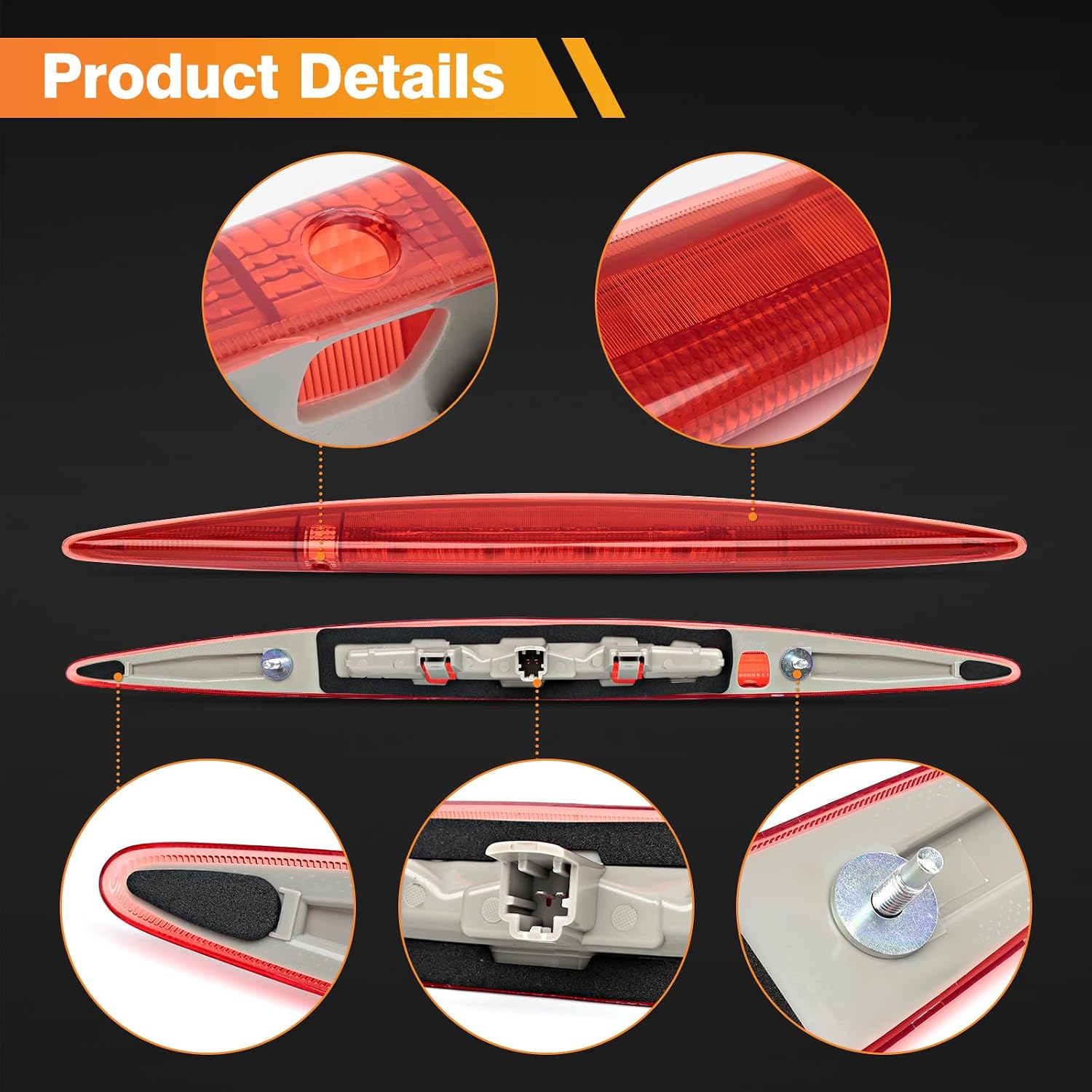 Center High Mount Stop Light Third Brake Light Compatible with Honda CRV 2012 2013 2014 2015 2016, Led 3rd Brake Light Assembly Rear Tail Stop Lamp OEM Replaces 34270TFCH01(Red Shell)
