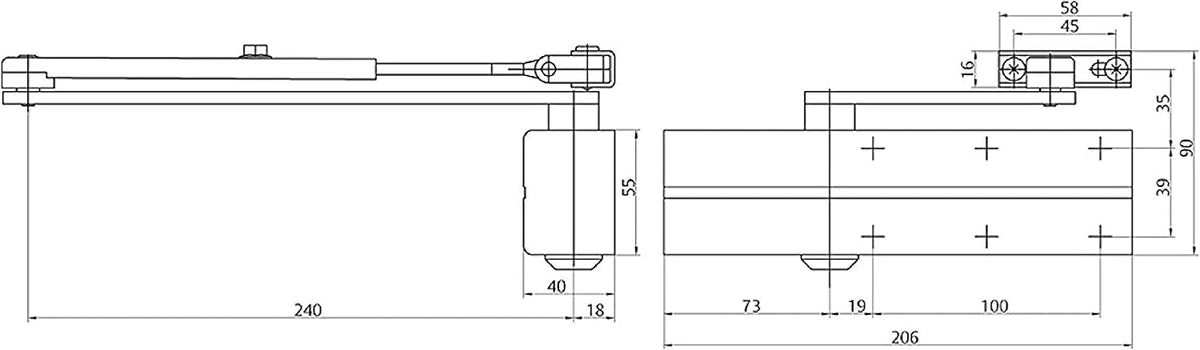 yale dc140-d9016 dc140 closer doors with articulated arm shown in use