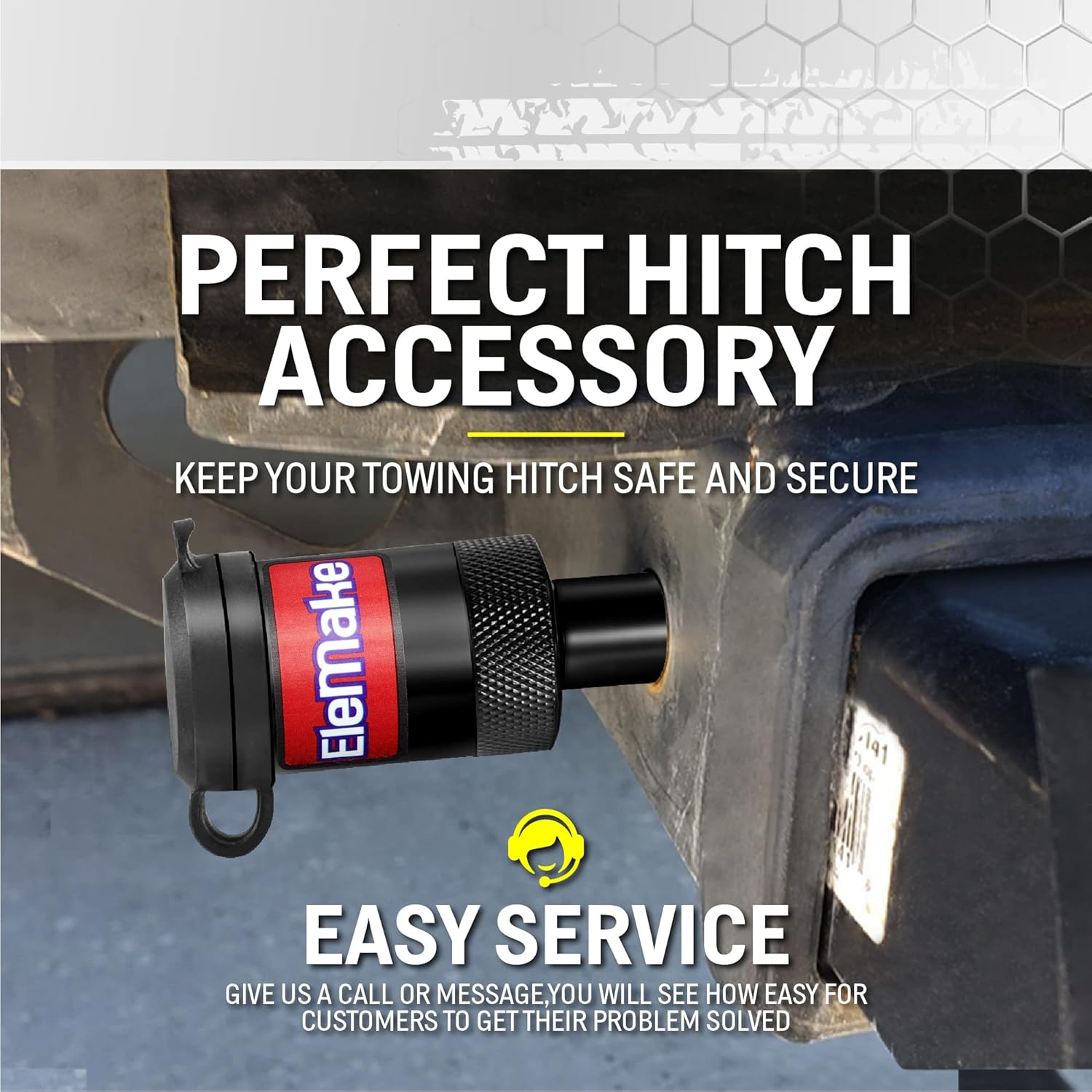 Hitch Pin Lock - Trailer Hitch Lock 5/8" Pin Tow Receiver Lock, Anti-Rust Brass Core Extra Long 3-1/2" Effective Length for Class III-V Receivers (2", 2-1/2"), Heavy Duty 20,000 LBS Towing