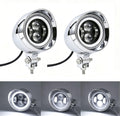 2 Pcs Chrome LED Motorcycle Fog Passing Lights Auxiliary Lamp for Motorcycles Highway Cruising Urban Riding-White Light (Chrome)