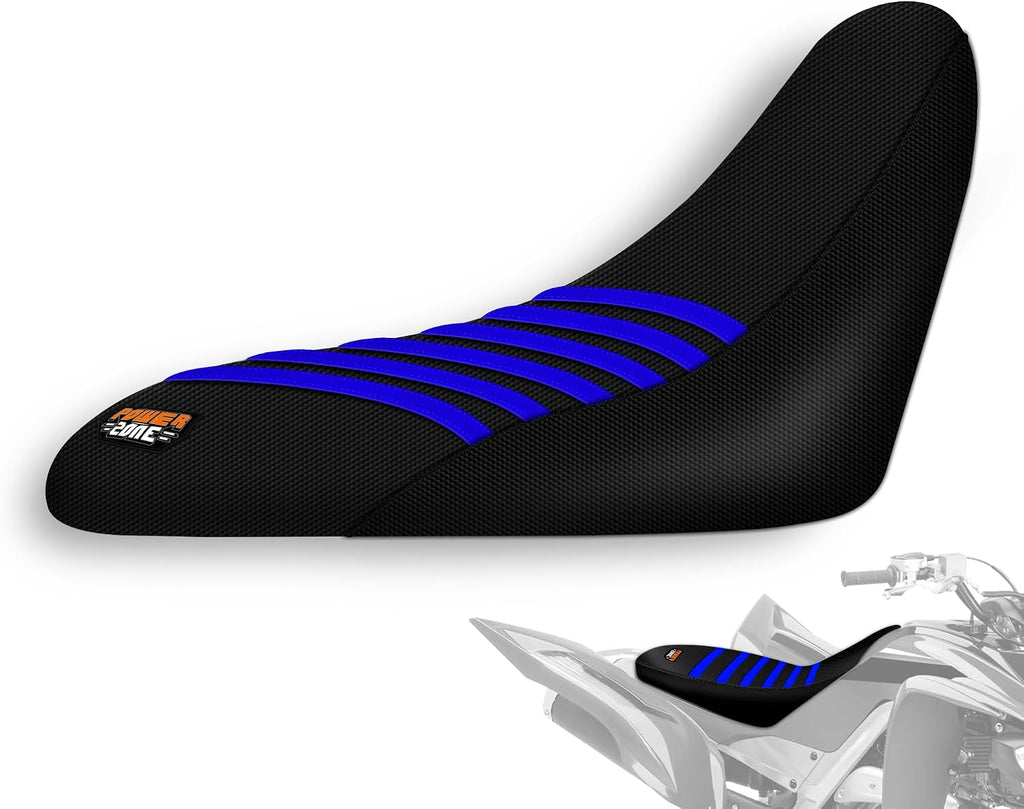 ATV Seat Cover Compatible with Raptor 700 700R, Anti-Slip Waterproof Rubber Seat Protector (Black Blue)