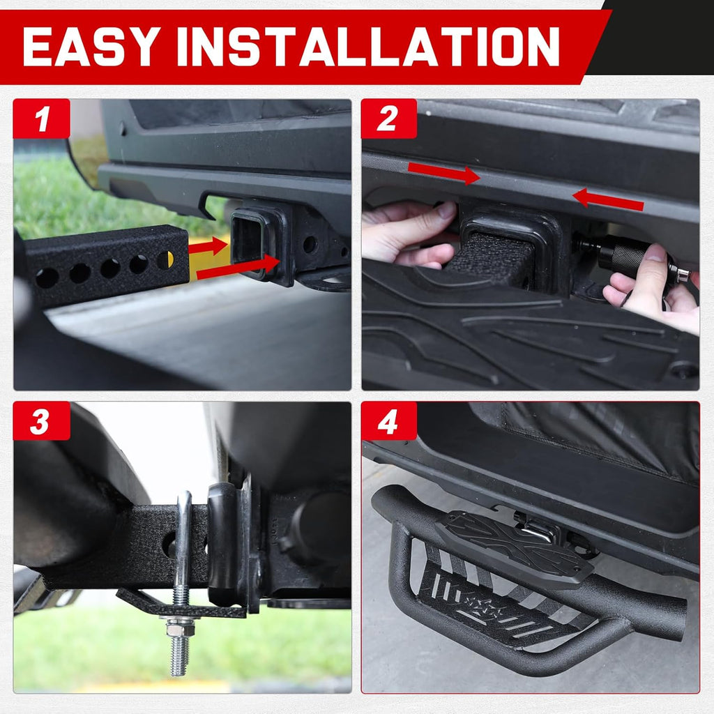 Double Layer Tow Hitch Step for 2" Hitch Receiver, Carbon Steel with Dual-Stage Black Powder Anti-Slip Trailer Hitch Step Universal Fit for Trucks SUV Car Van