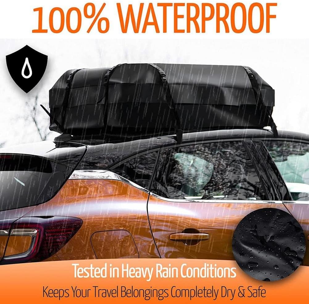 Car Rooftop Cargo 420D Waterproof Oxford Cloth Roof Luggage Bag Large Capacity Storage for Travel for