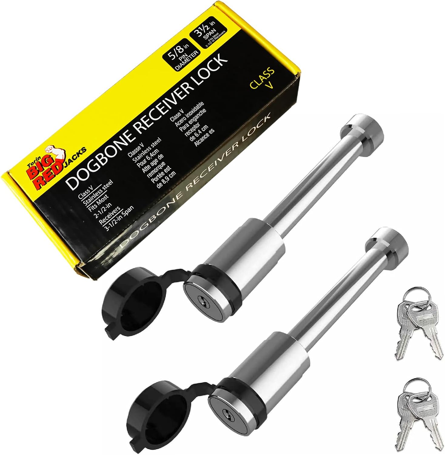 TCE 2 Pack Trailer Hitch Pin, Patented 5/8" Locking Receiver Hitch Pins for 2"/2.5" Receiver, Class V, Weatherproof Anti-Theft Lockable Pin with Dust, Mud & Gunk Protection, Used to Tow Truck