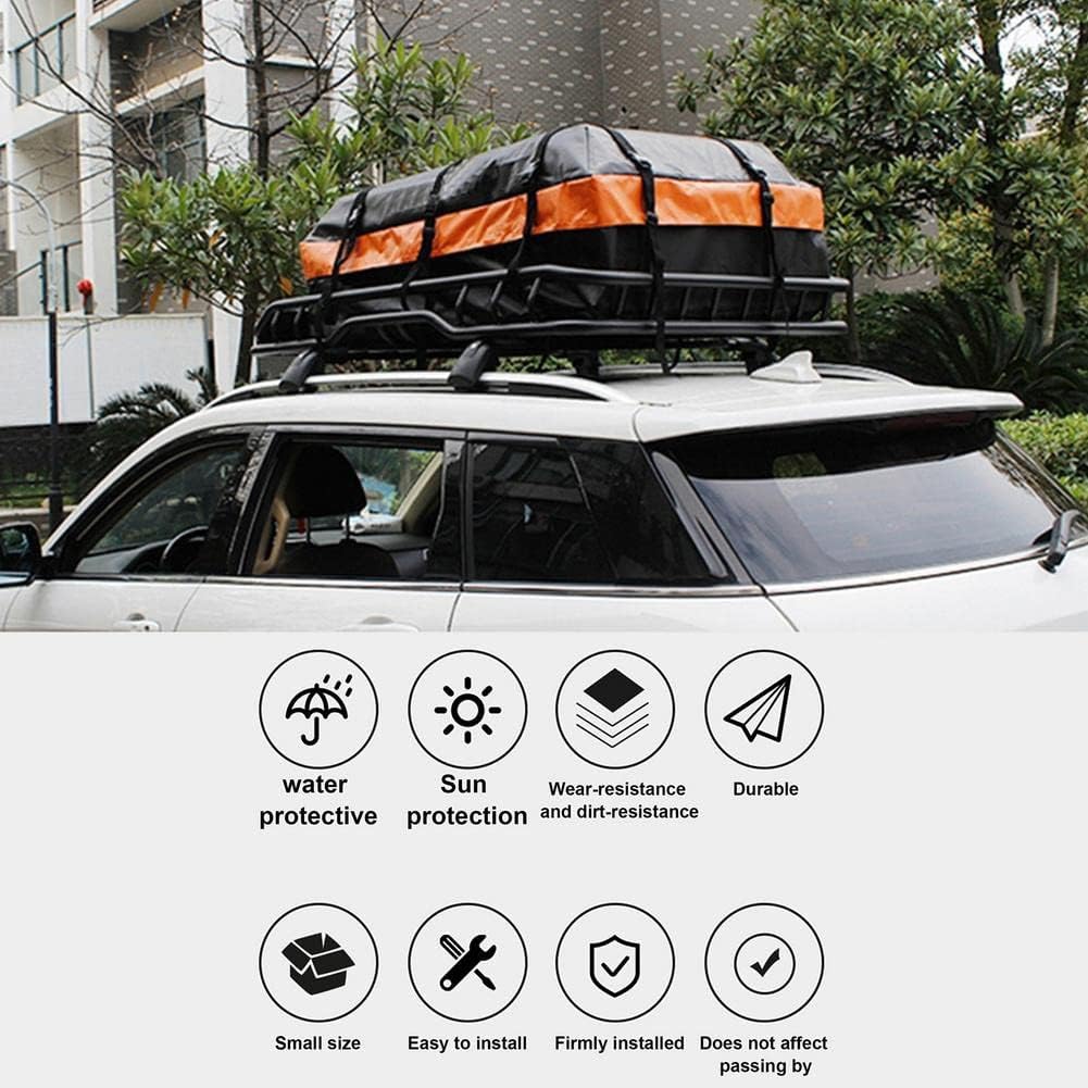 500D PVC Large Capacity Car Cargo Roof Bag Waterproof Rooftop Luggage Black Storage Travel for Cars SUV Van Truck