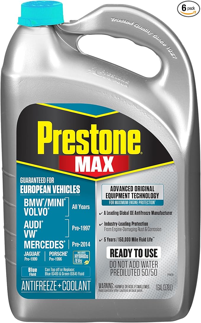 Prestone AF6110 MAX European Vehicles Anti-Freeze and Coolant, 1 Gallon by Prestone