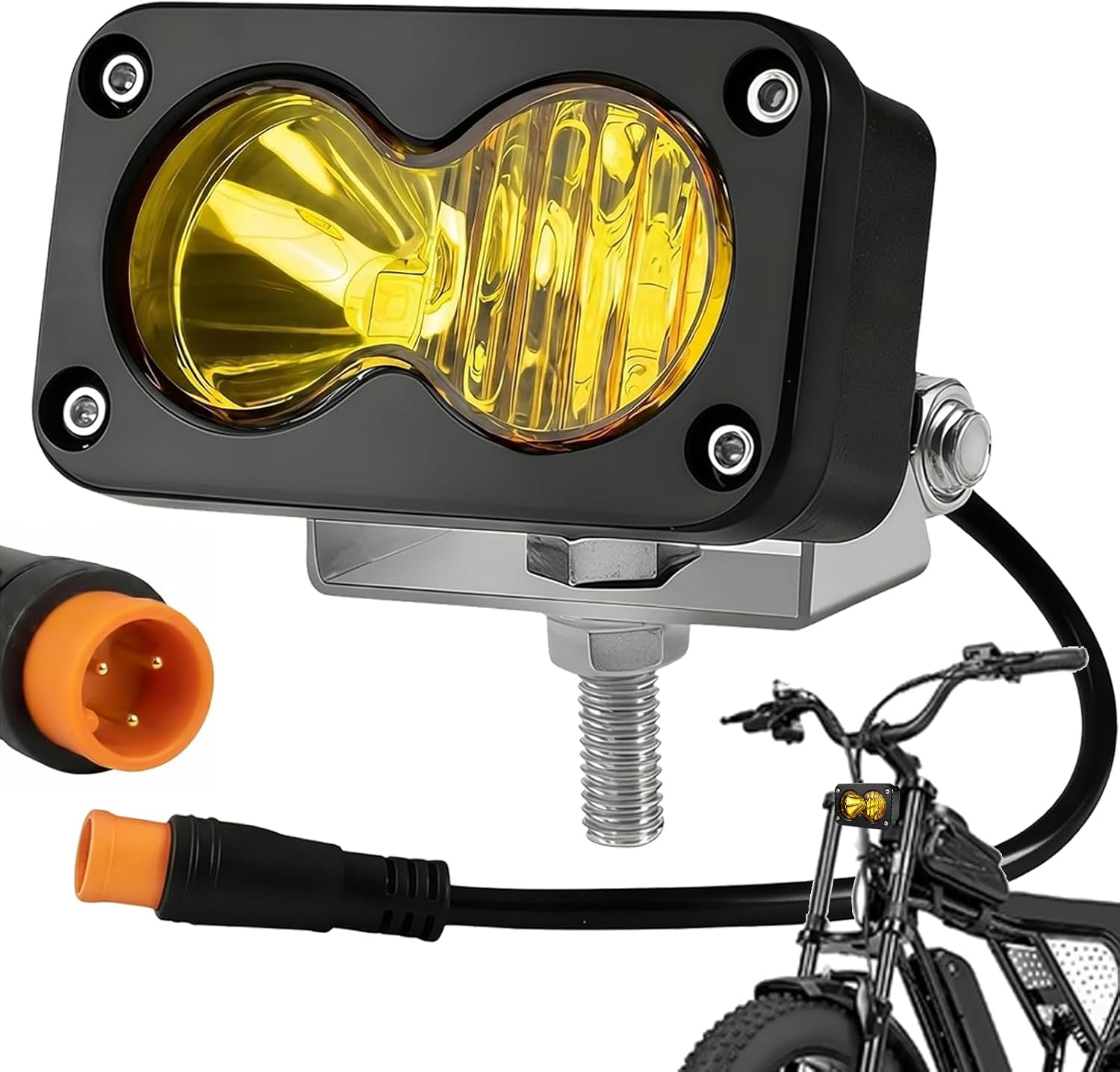 LED Headlight for Ebike, Baja Style Light 6500K 20W Waterproof Compatible with Ridstar Q20 RadRunner RadMini RadRover RadExpand, 3Pin 12V-60V for Ebike Light