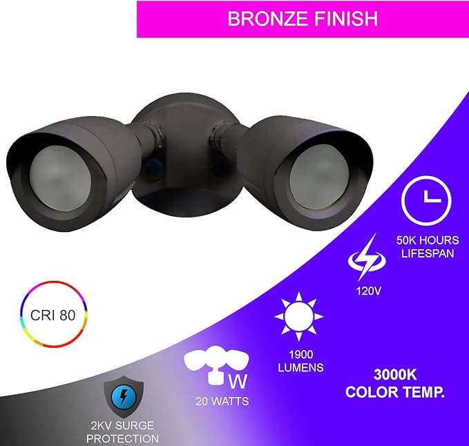 Ciata Flood Lights Outdoor, 20-Watt LED Bullet Head Security Flood Lights - Image 7