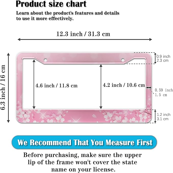 License Plate Frames for Girl Pink License Plate Cover for Women for Men Pink - Image 2