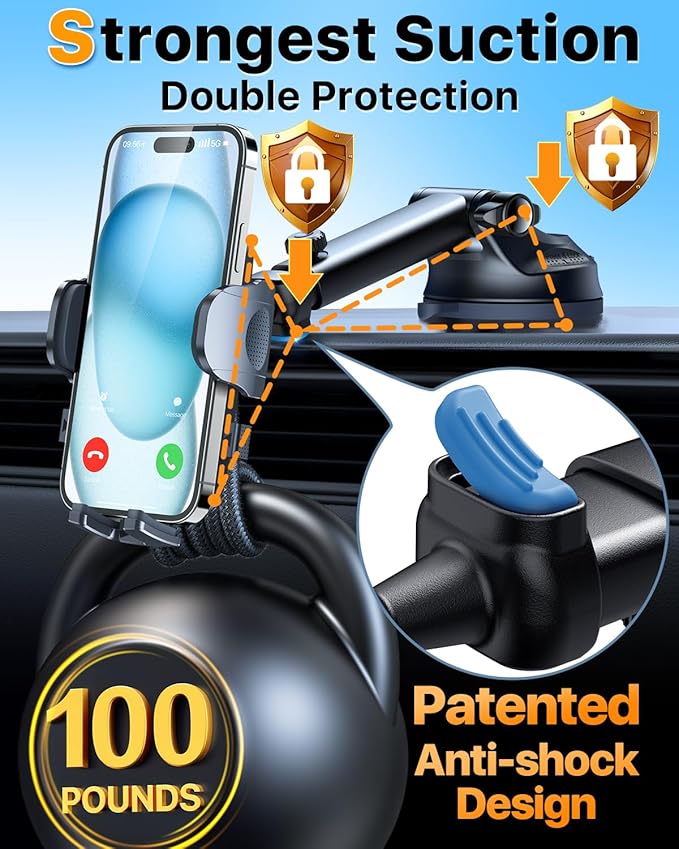 HTU 2025 Best Car Phone Holder 【Ultimate 5-in-1 & Upgraded 100+LBS Strongest - Image 3