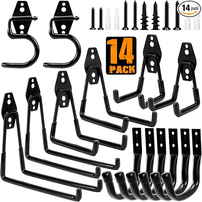 TocTen Garage Hooks, 14 Pack Garage Storage Hook Heavy Duty Solid Steel Wall by TocTen
