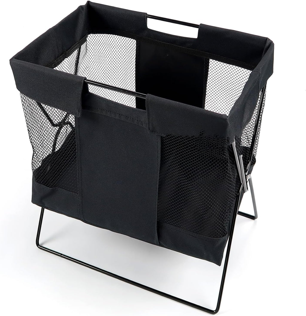 SAWAFUJI MB-057 Mesh Basket, Large, Black, Luggage Storage Basket, Foldable, For Hotels, Cafes, Restaurants, Under Chairs, Desks, Stylish