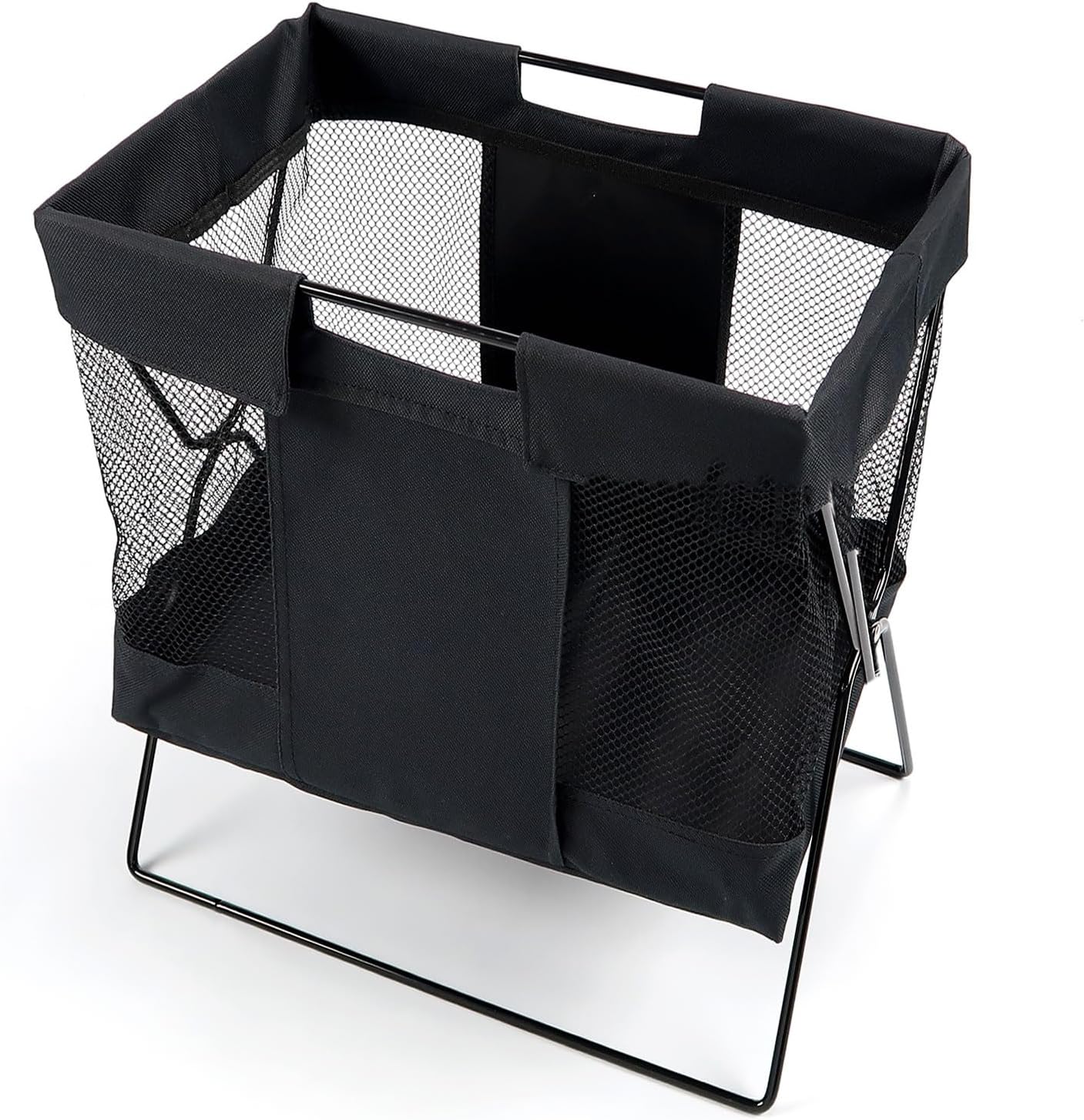 SAWAFUJI MB-057 Mesh Basket, Large, Black, Luggage Storage Basket, Foldable, For Hotels, Cafes, Restaurants, Under Chairs, Desks, Stylish