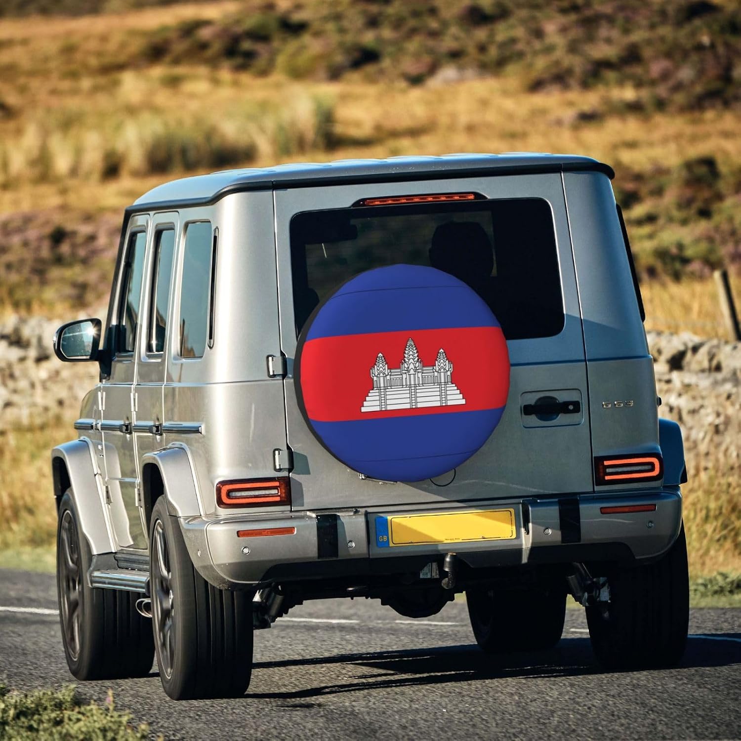 Cambodia Flag Print Universal Spare Tire Cover for RV, Jeep | Wheel Protector Fits Rv, Trailer, Jeep, Shield Tires From Sun, Dirt And Rain For Outdoor Storage